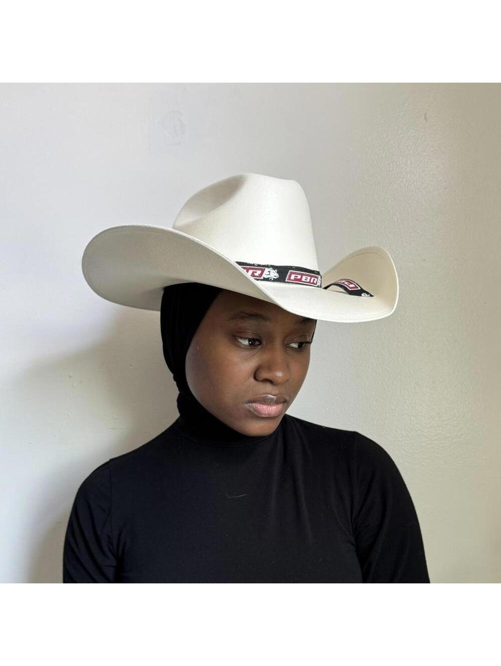 White Western Cowboy Hat with Decorative Band